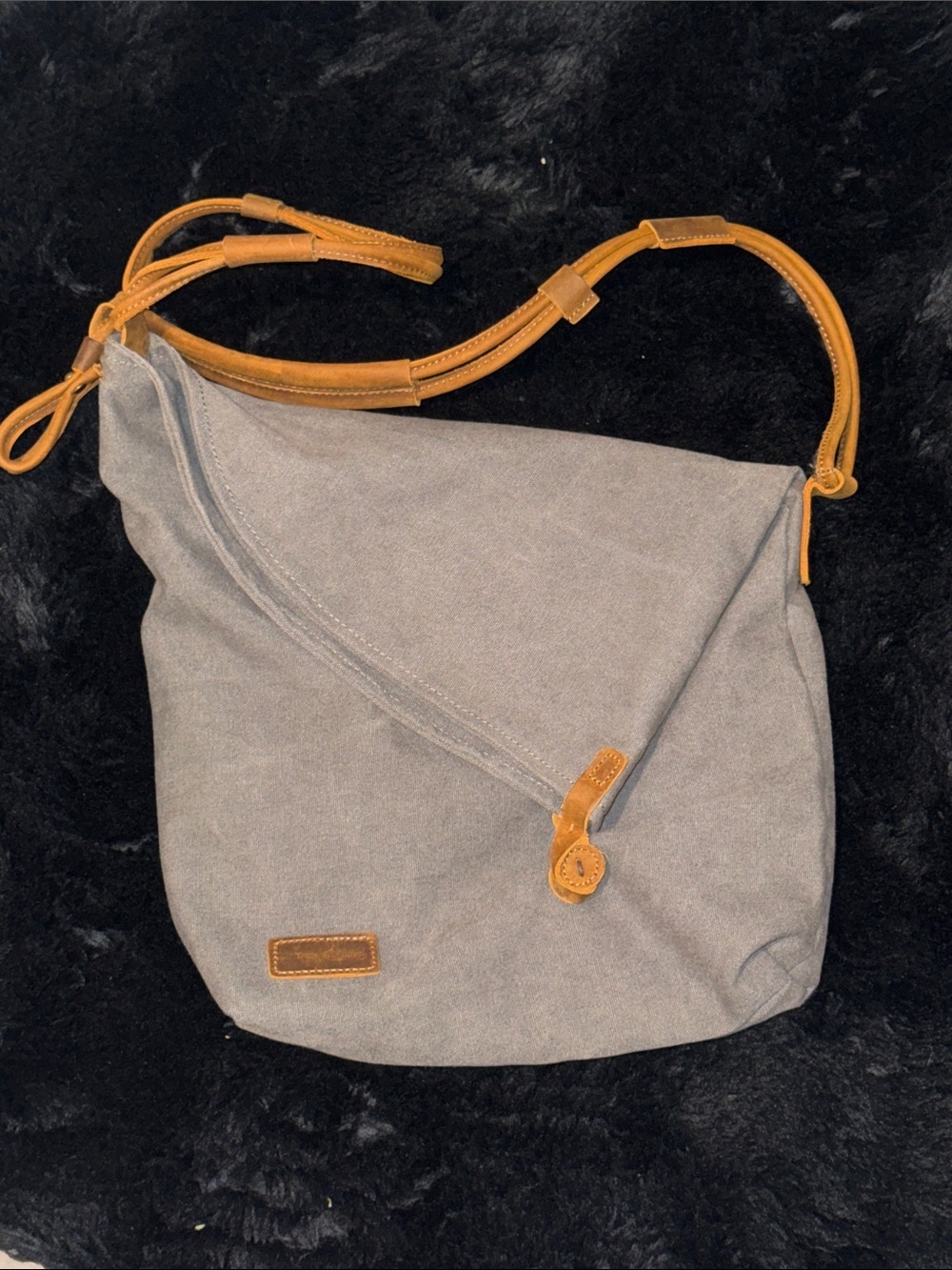Tom Clovers Vintage Canvas & Leather Crossbody Messenger Bag - Khaki Gray